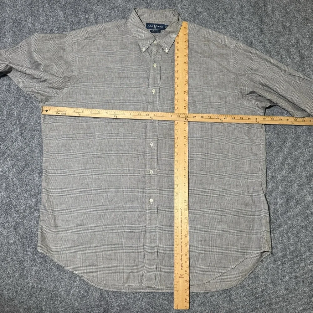 VTG Polo Ralph Lauren Blake Long Sleeve Button Down Shirt Glen Check Men XL Gray